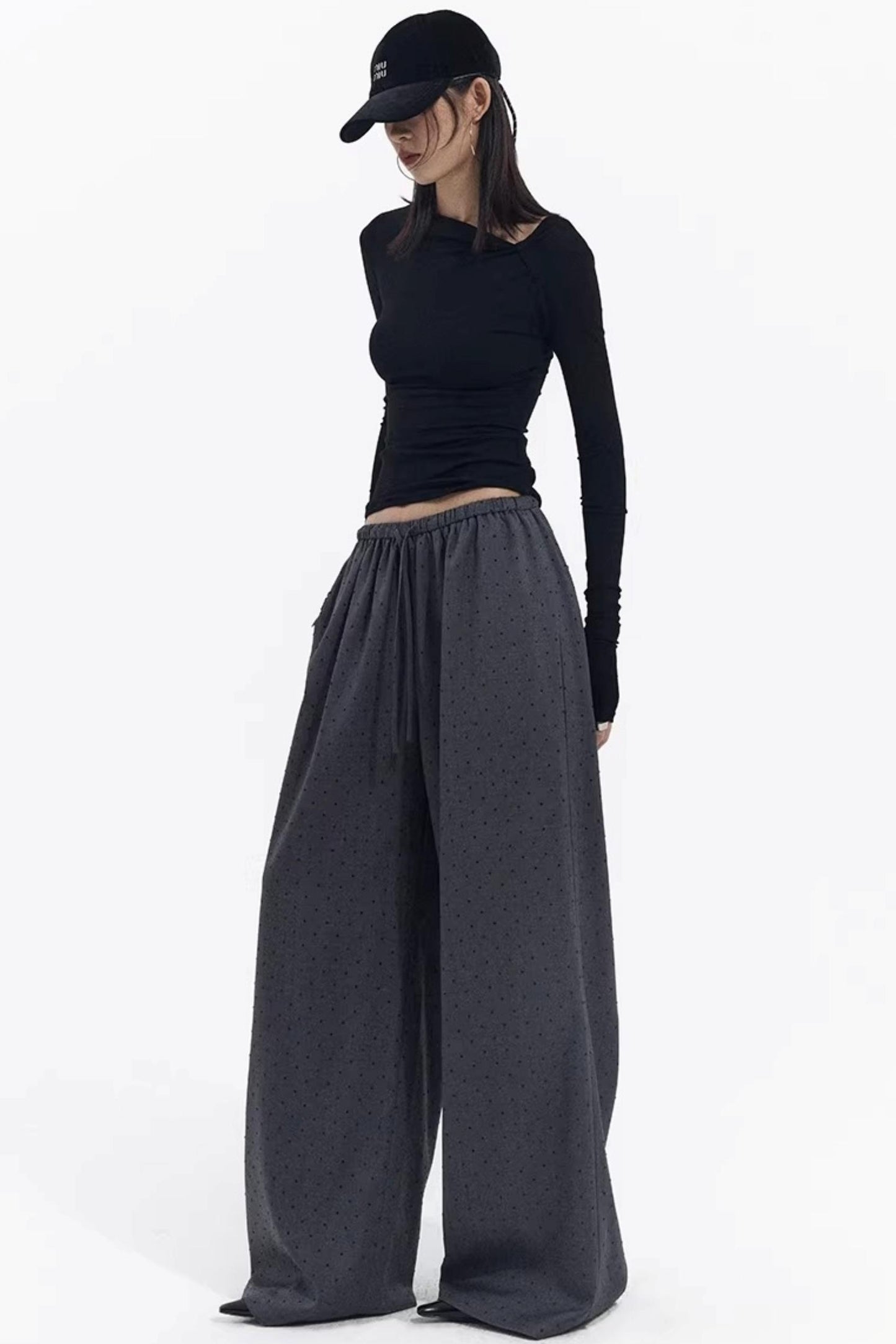 Retro Gray-Red Polka Dot Trousers