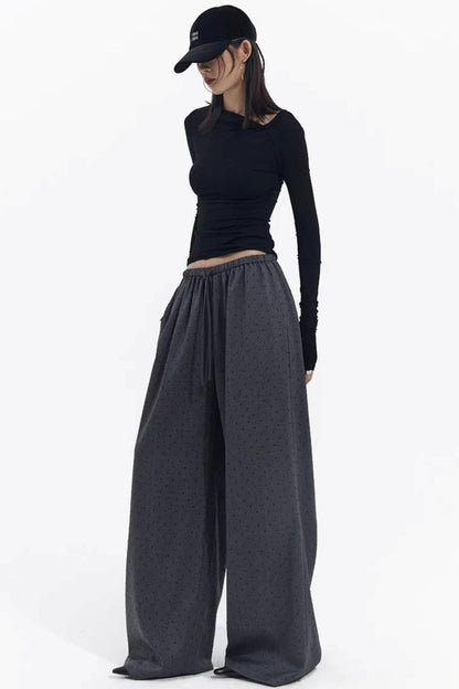 Retro Gray-Red Polka Dot Trousers