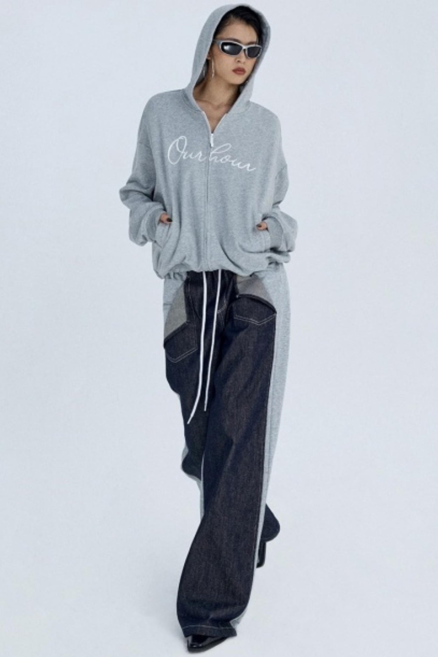 Color-Blocked Denim Sweatpants