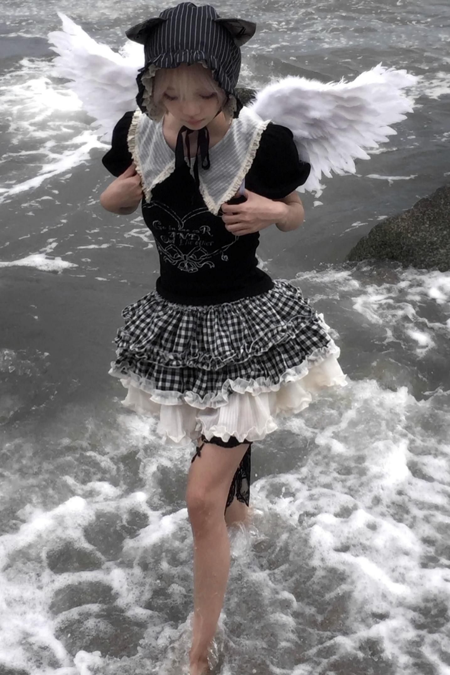 Black And White Plaid Suit Set-Up