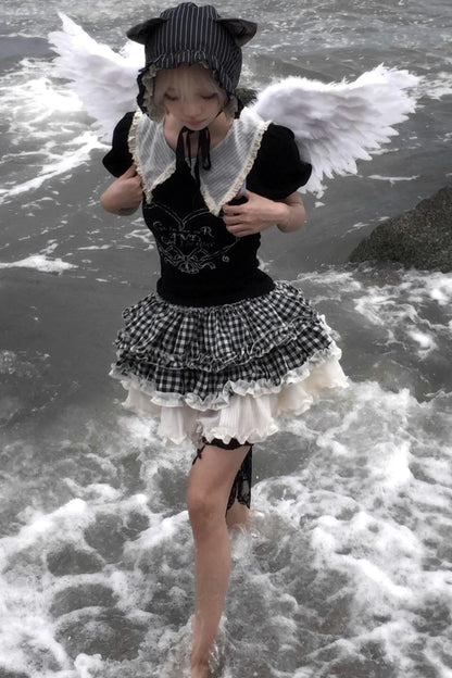 Black And White Plaid Suit Set-Up