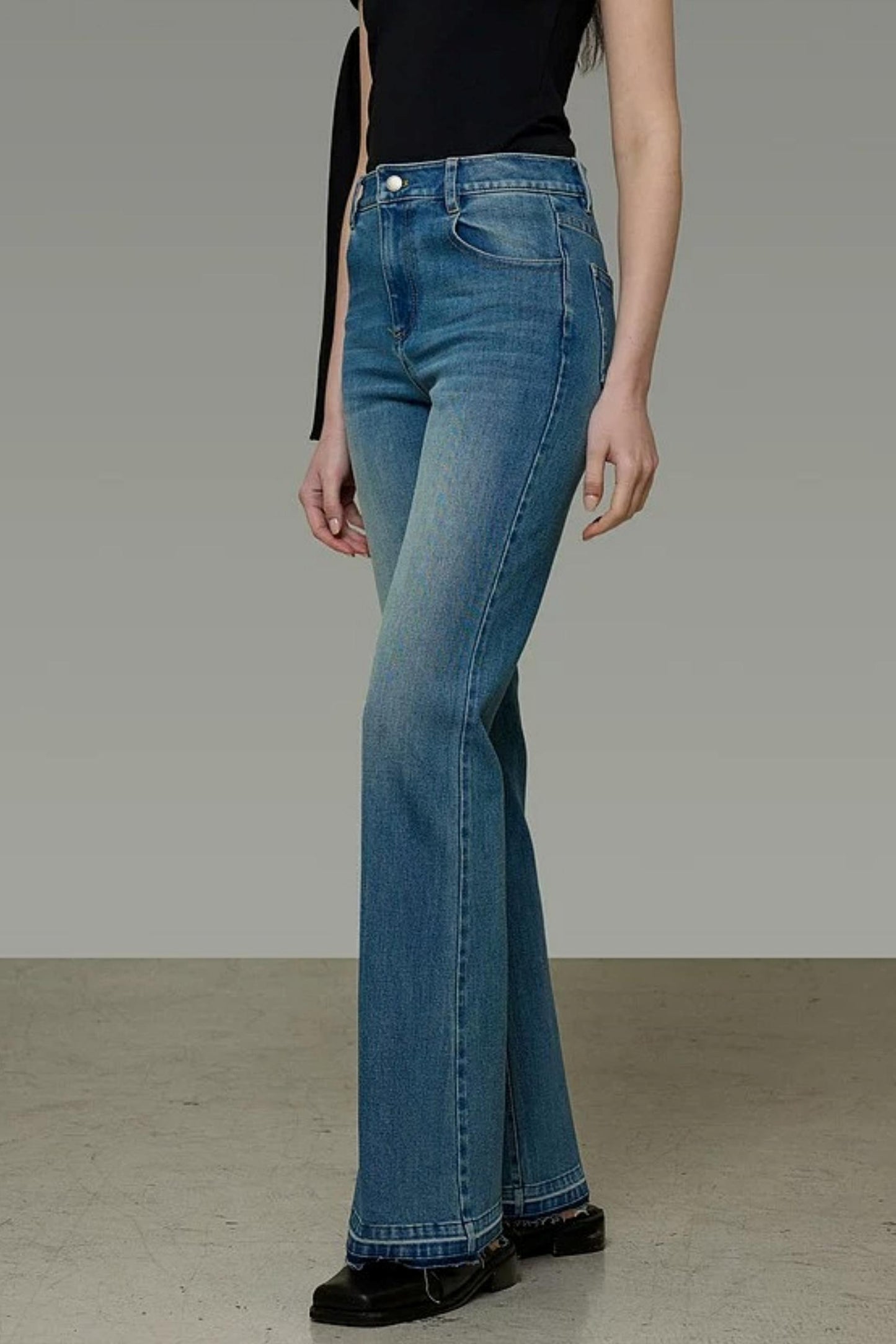 French Flared Denim Pants