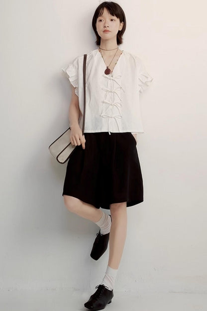 Black Tencel Circus Shorts