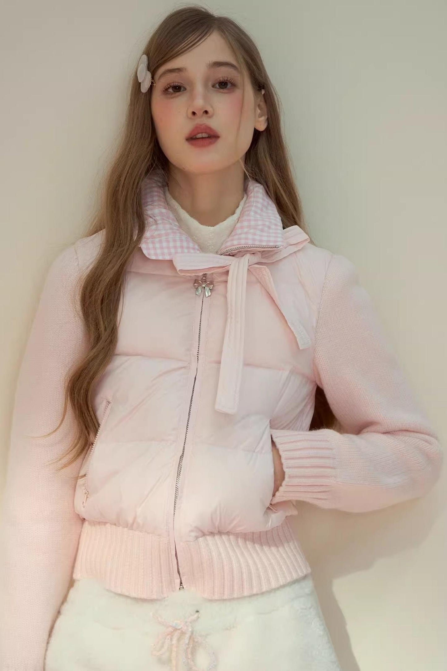 Pink Cloud Knitted Patchwork Jacket