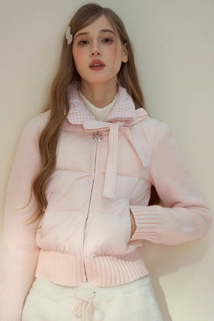 Pink Cloud Knitted Patchwork Jacket