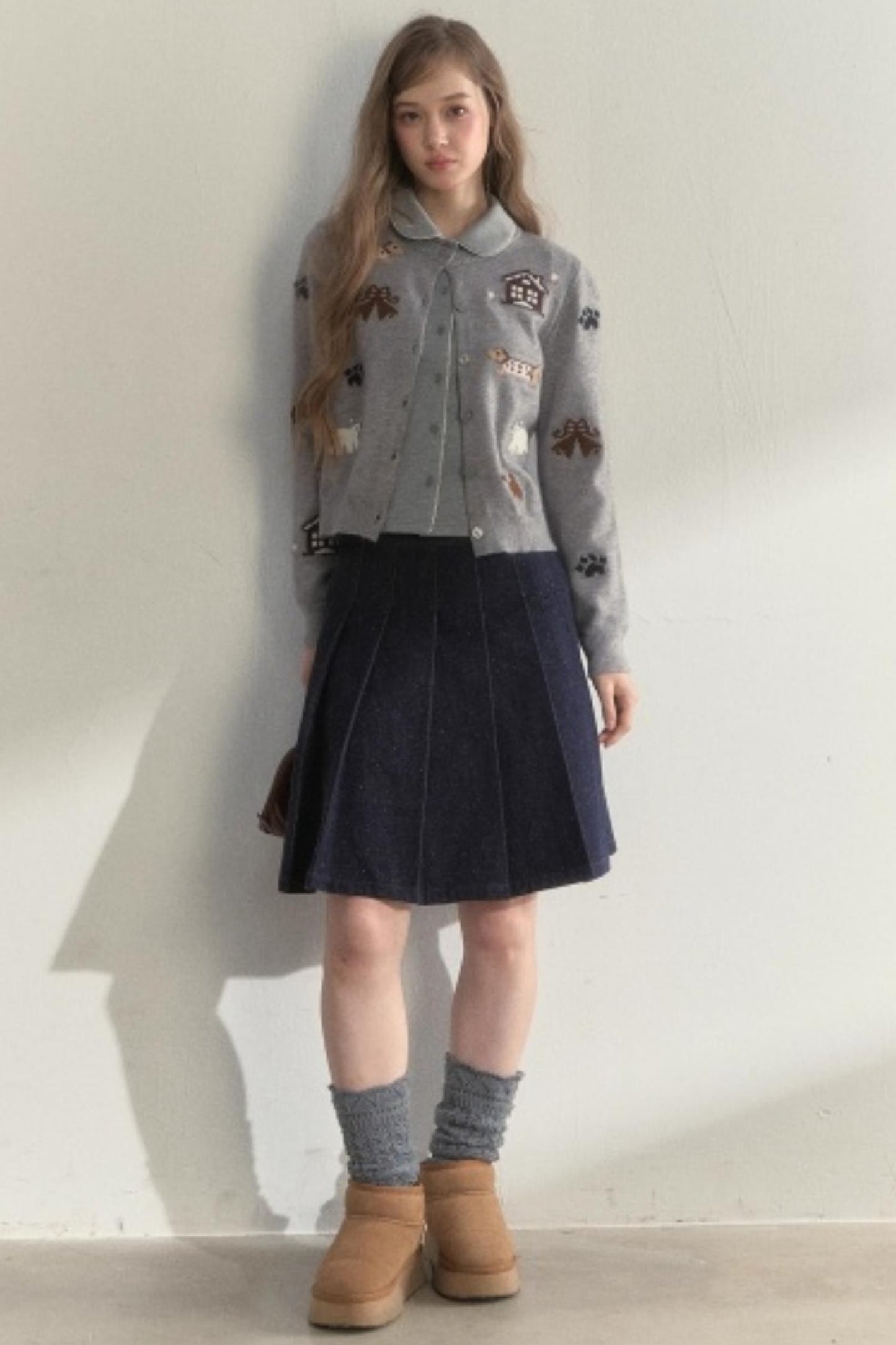 Pink and Gray Doll Collar Top