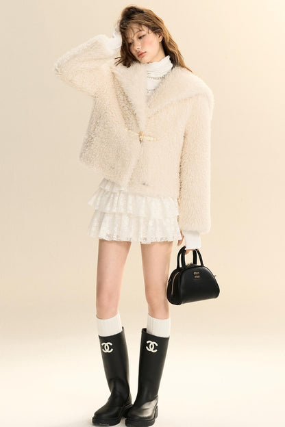 French Style Lambskin Short Coat