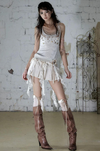Baroque Lace Pleated Skirt