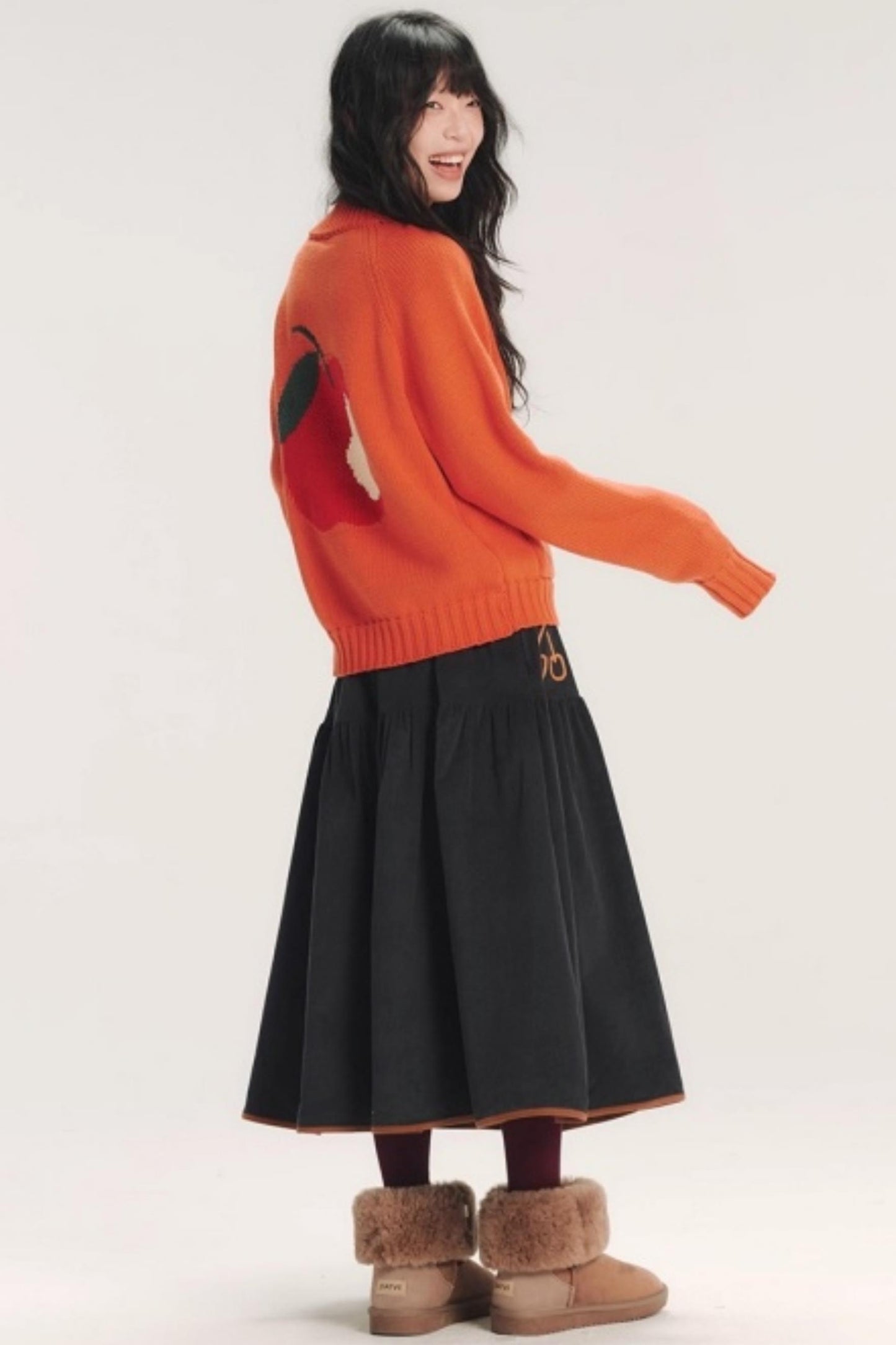 Hand-Painted Corduroy Skirt