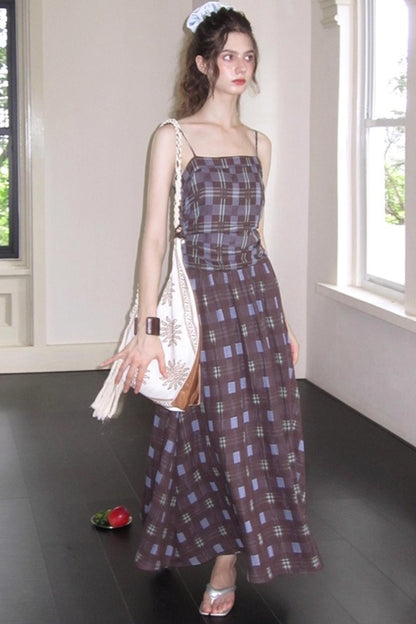 Fall Check Slip Dress