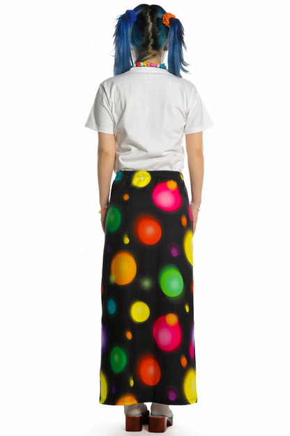 Retro Polka Dot Print Stretch Skirt