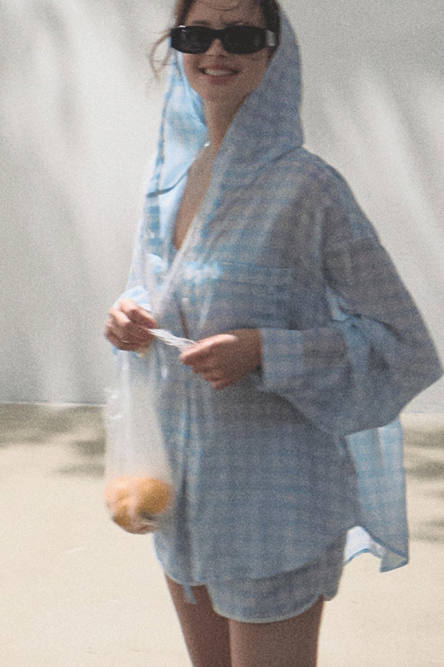 Tencel Hooded Sun Shirt & Plaid Shorts Set-Up