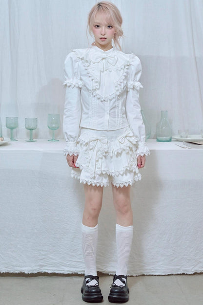 Lace Trim Bow Cake Skirt