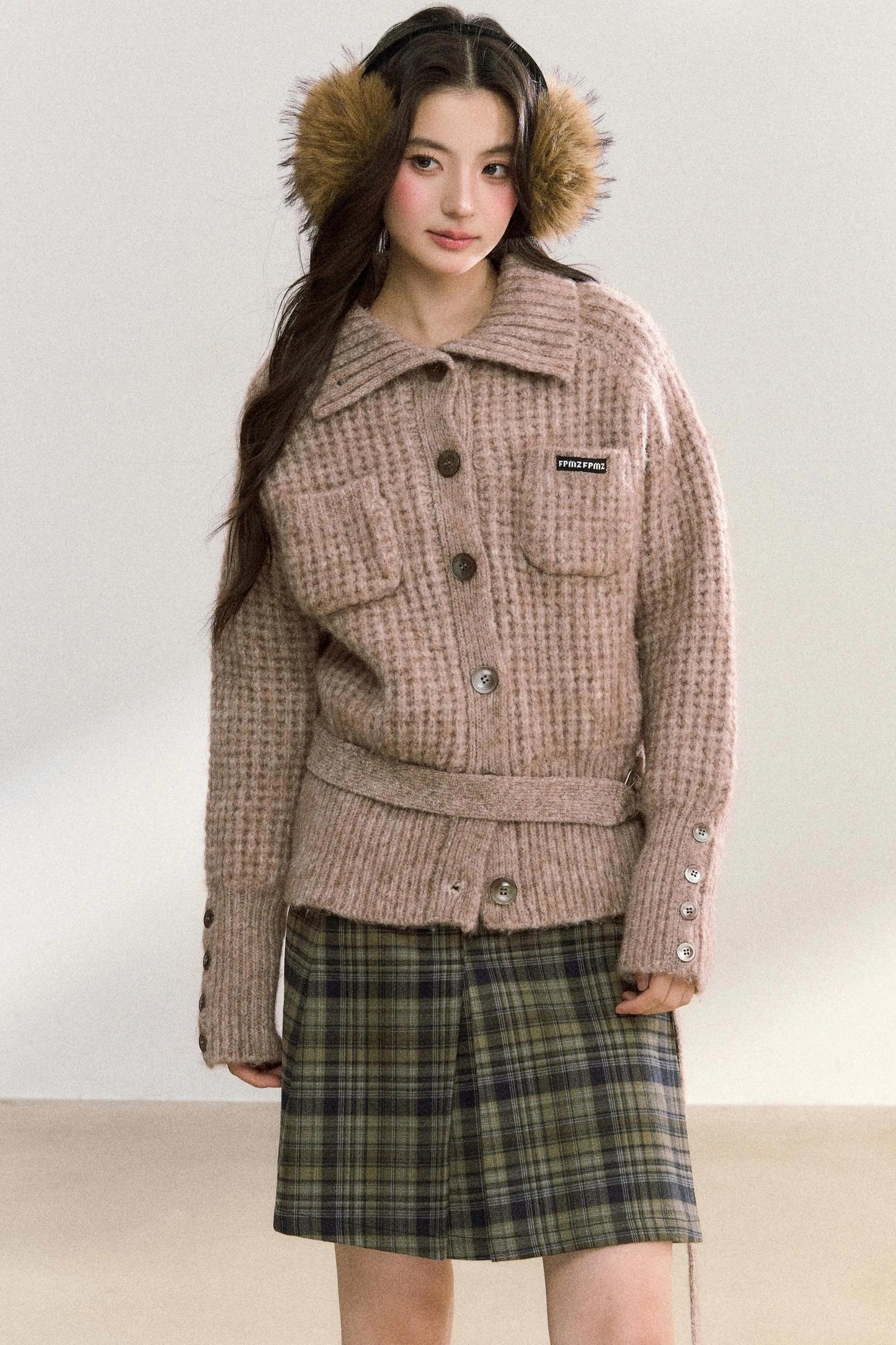 Double Pocket Button-Up Knit Jacket