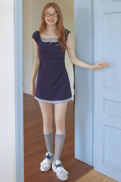 Lace Navy A-Line Dress