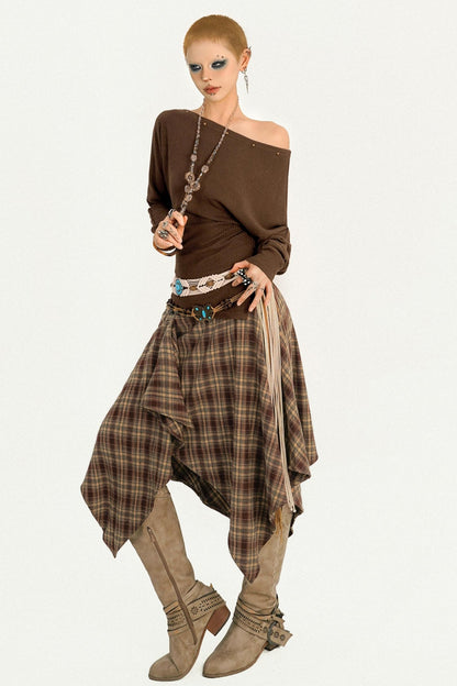 Retro Coffee Color Long Sleeve T-Shirt