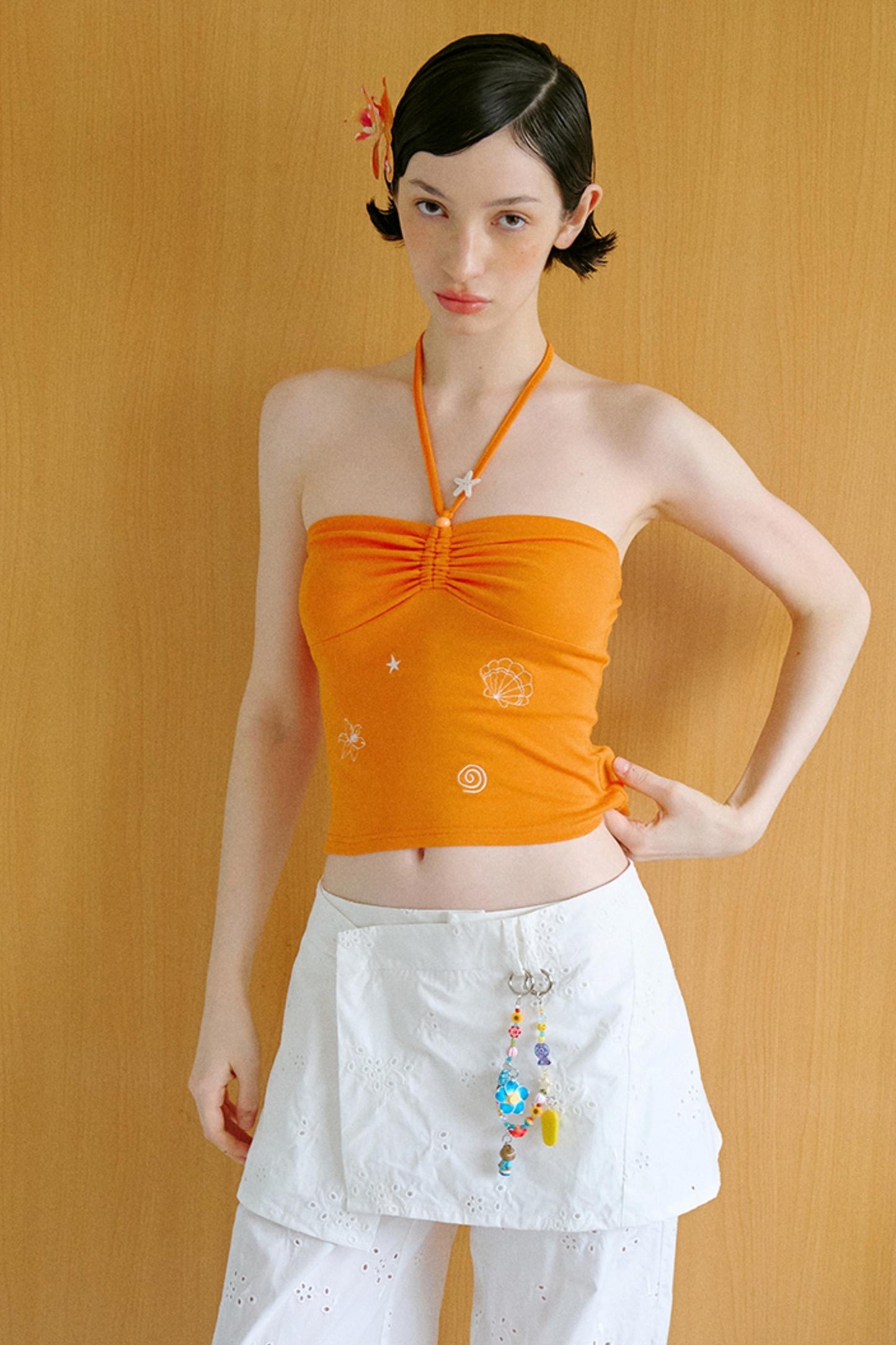 Openwork Embroidery Skirt Pants Set