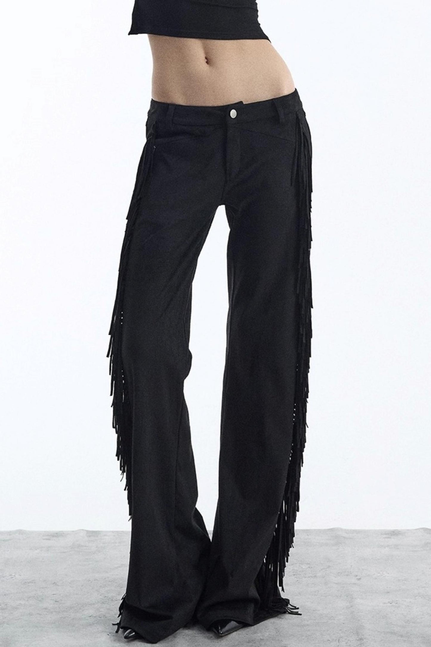Vintage Low-Rise Fringe Pants