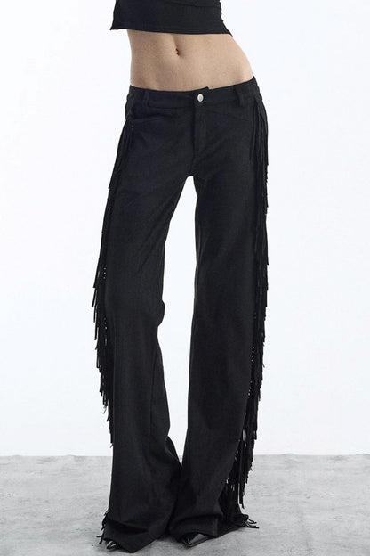 Vintage Low-Rise Fringe Pants