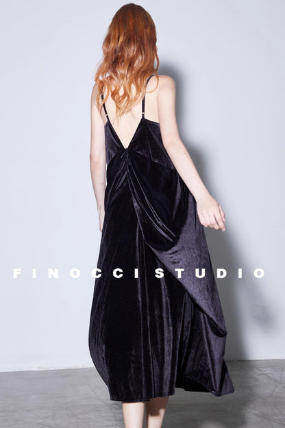 Custom Camellia Silk Velvet Slip Dress