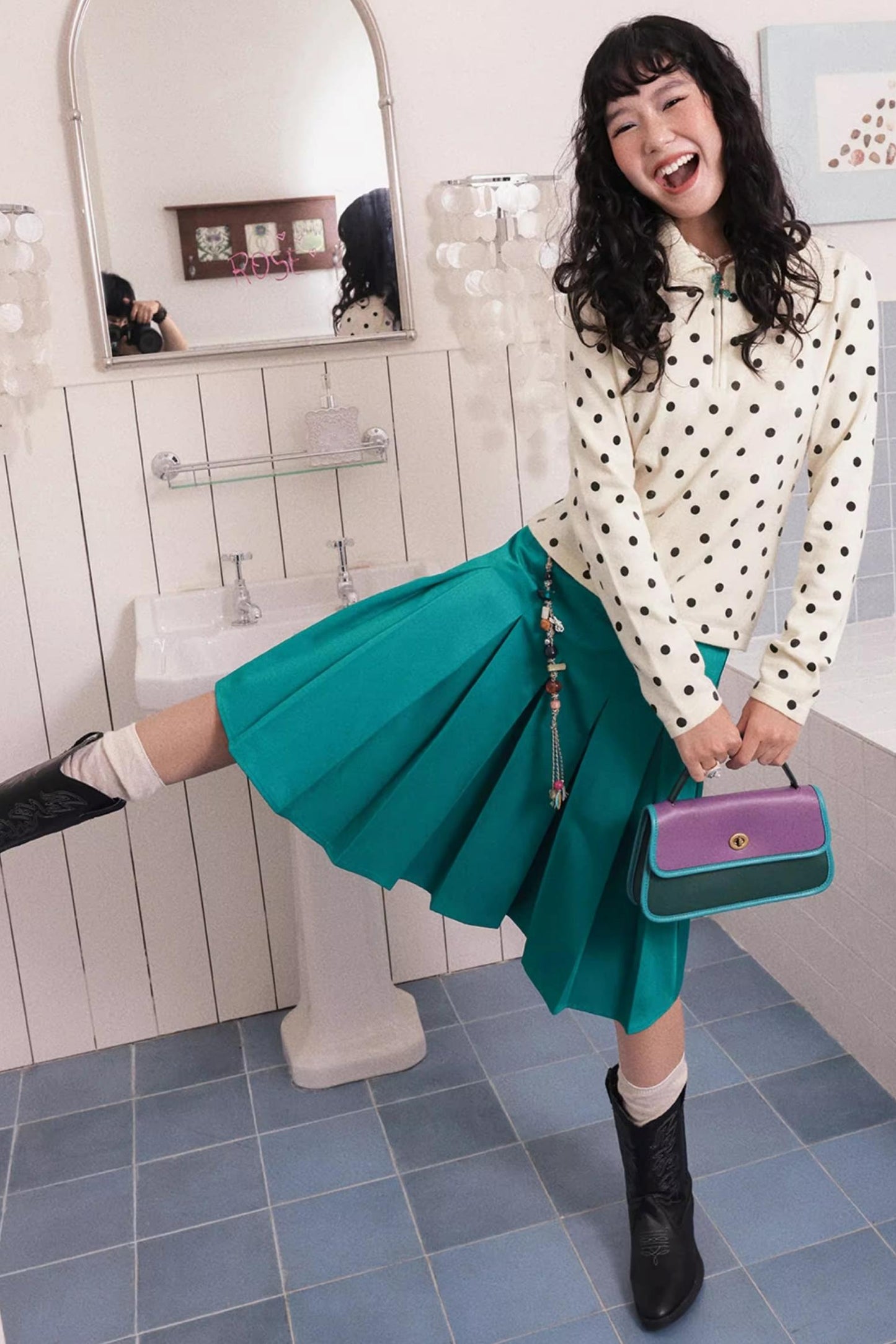Slim Polka Dot Knit Sweater