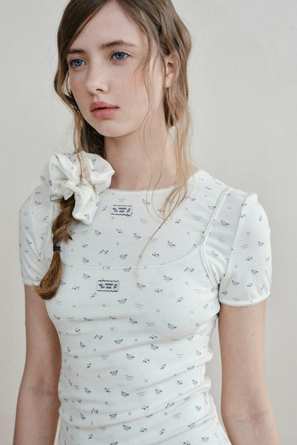 Lace-Trimmed Blueberry Two-Piece Set