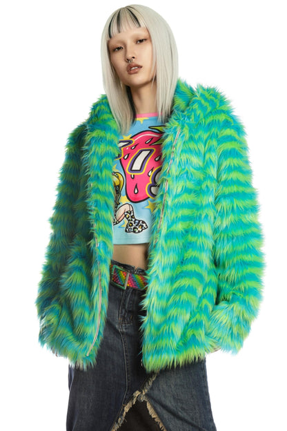 Green Fur Hooded Jacket