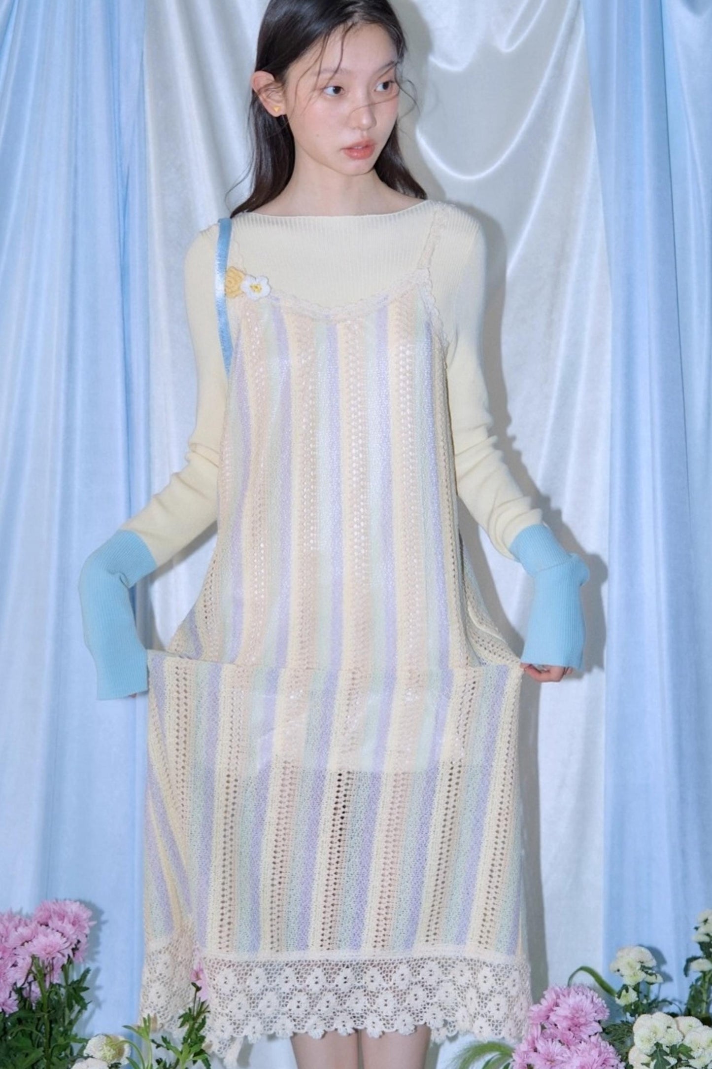 Rainbow Bohemian Hand Hook Flower Dress