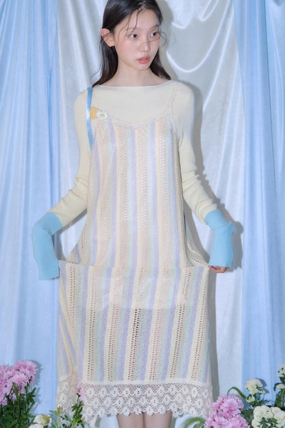 Rainbow Bohemian Hand Hook Flower Dress