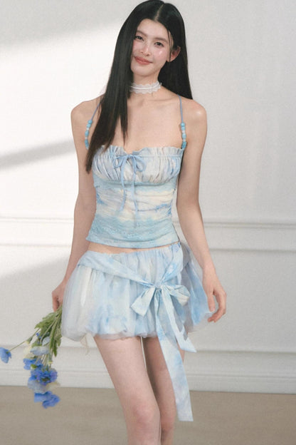 Summer Beaded Lace Waist Top