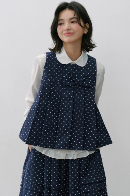Navy Polka Dot Puffy Skirt Set-Up