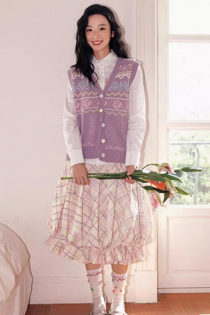 Flower Grid Print Shirt