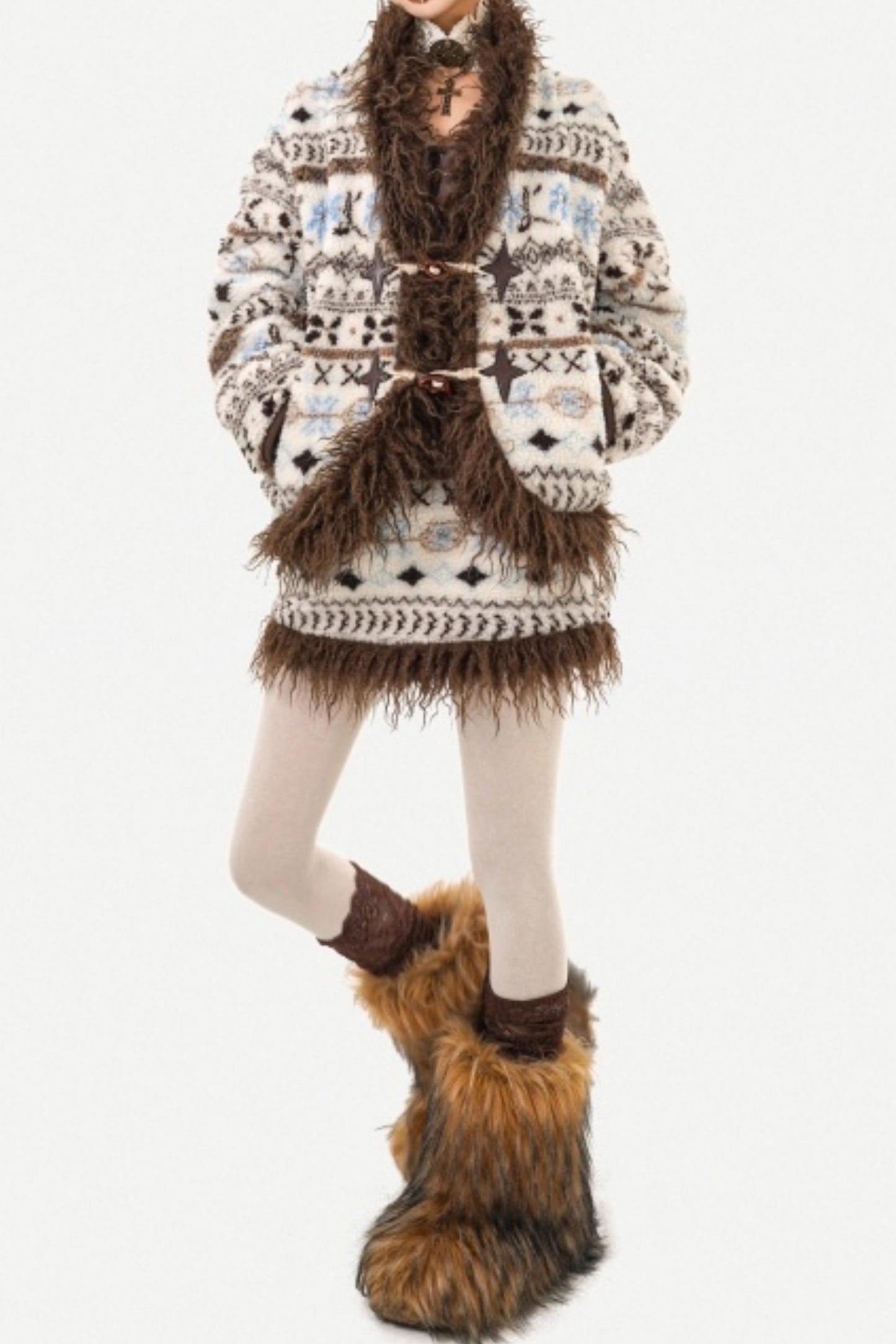 Fair Isle Lamb Wool Coat