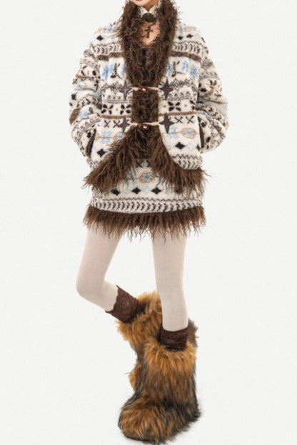 Fair Isle Lamb Wool Coat