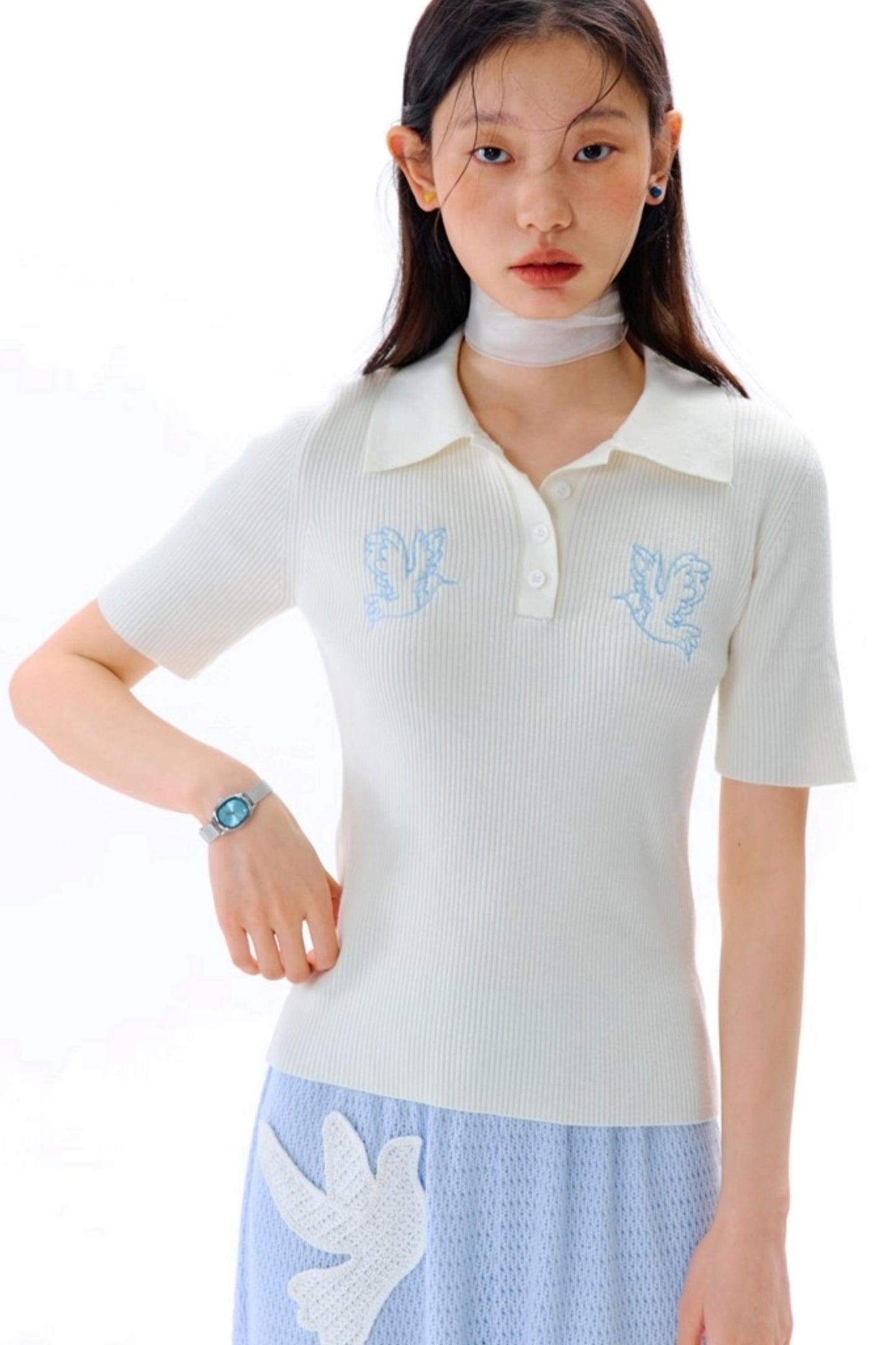 Asuka Love Poems Embroidery Polo Shirt