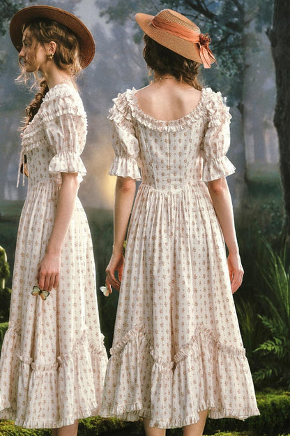 French Floral Fishbone Dress
