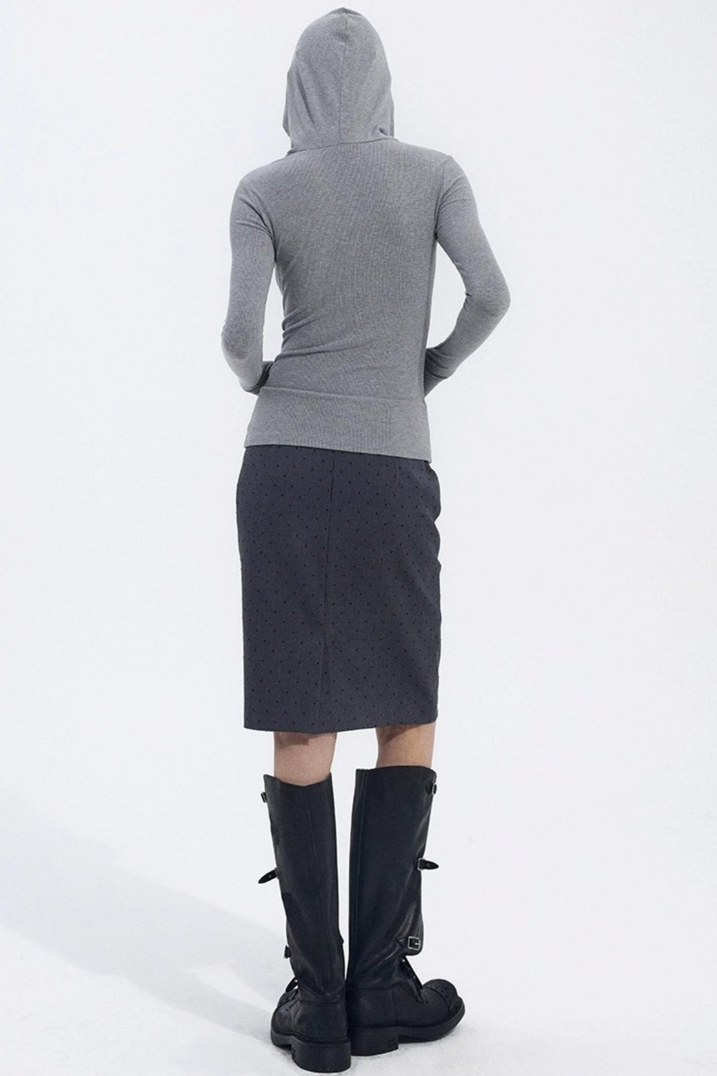 Gray Hooded Winter Sweater