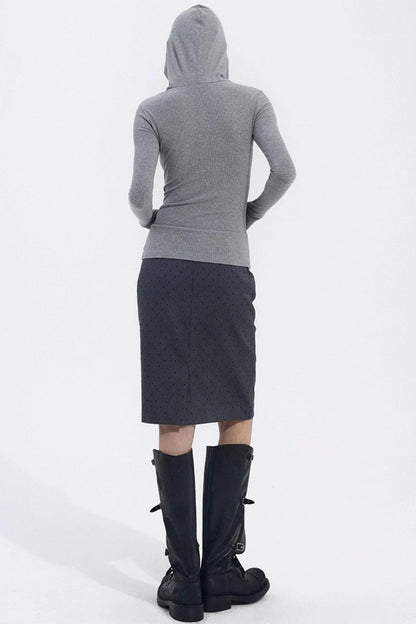 Gray Hooded Winter Sweater