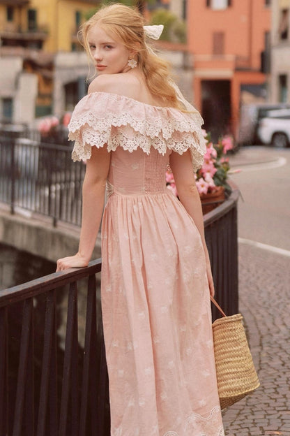 French Herringbone One-Shoulder Dress