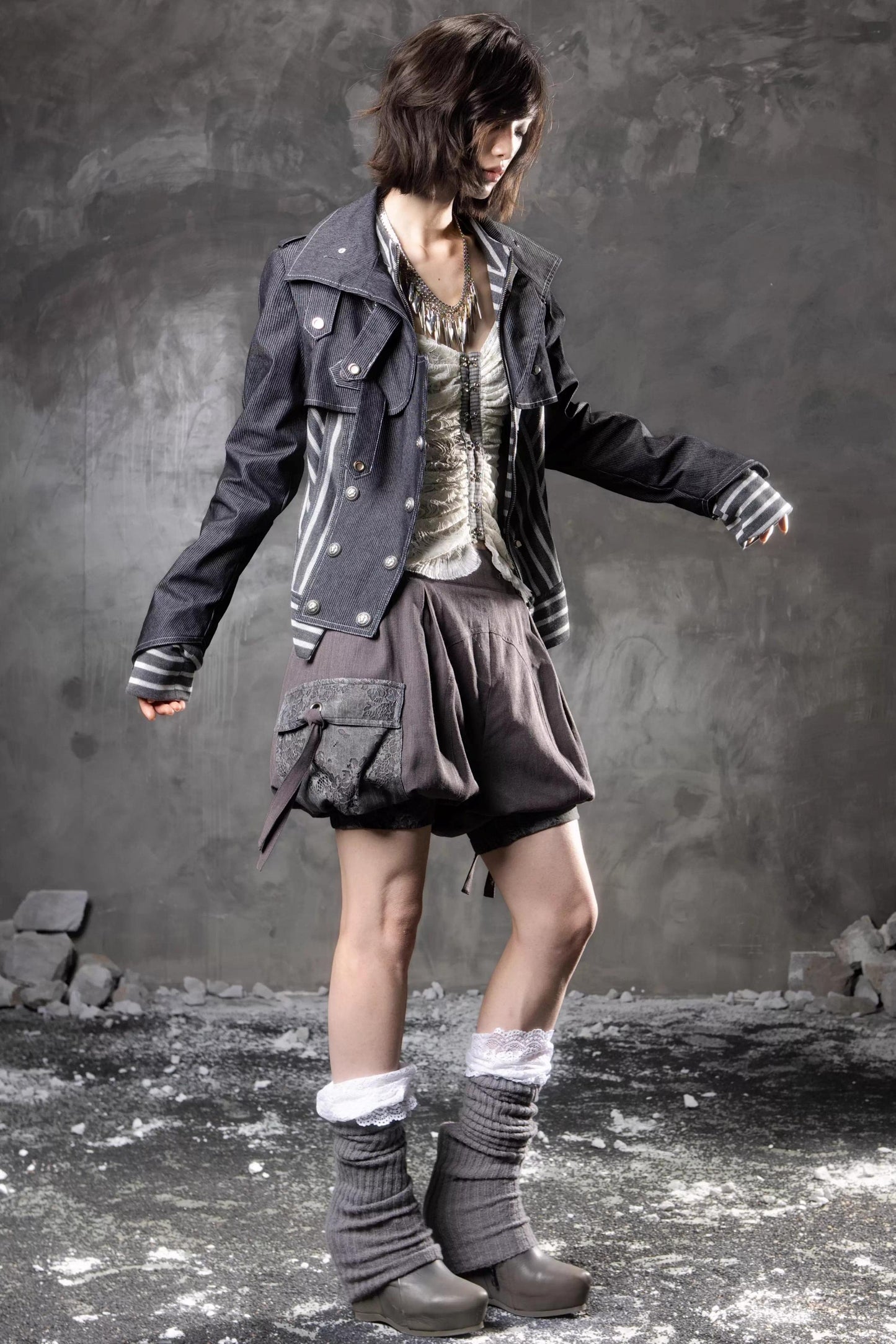 Denim Patchwork Striped Jacket