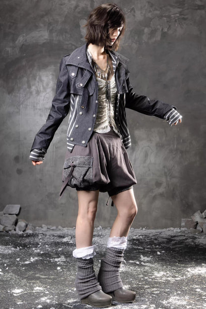Denim Patchwork Striped Jacket