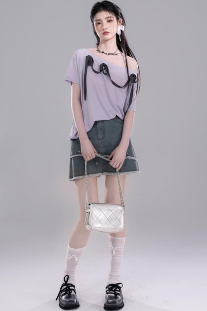 Azure Studded Mini Skirt