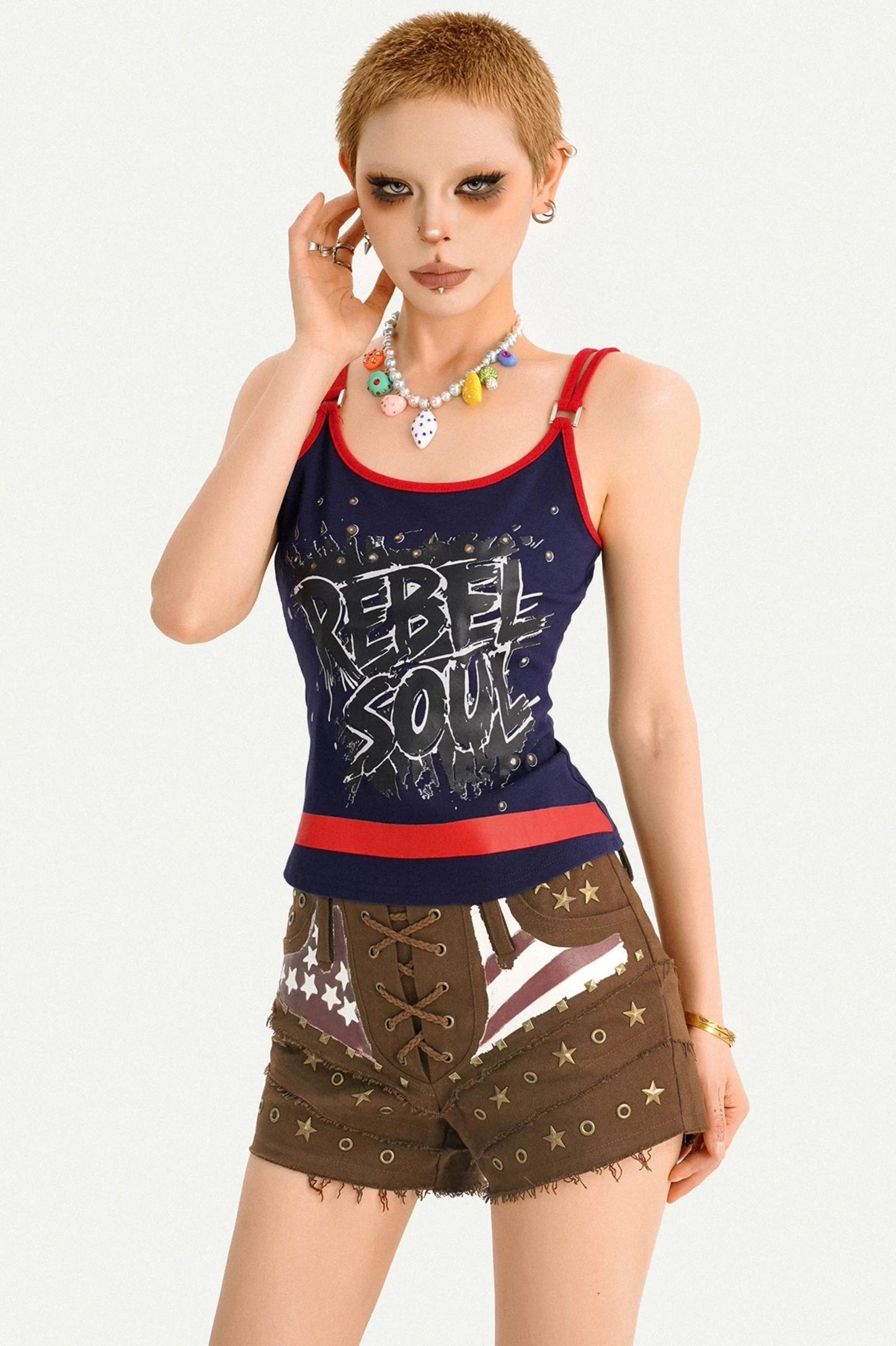 Retro Halter Color-Block Top