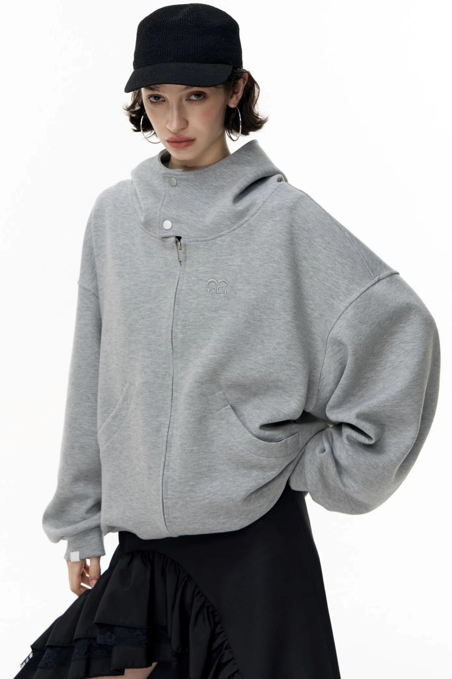 Casual Large Zip Hooded Cardigan