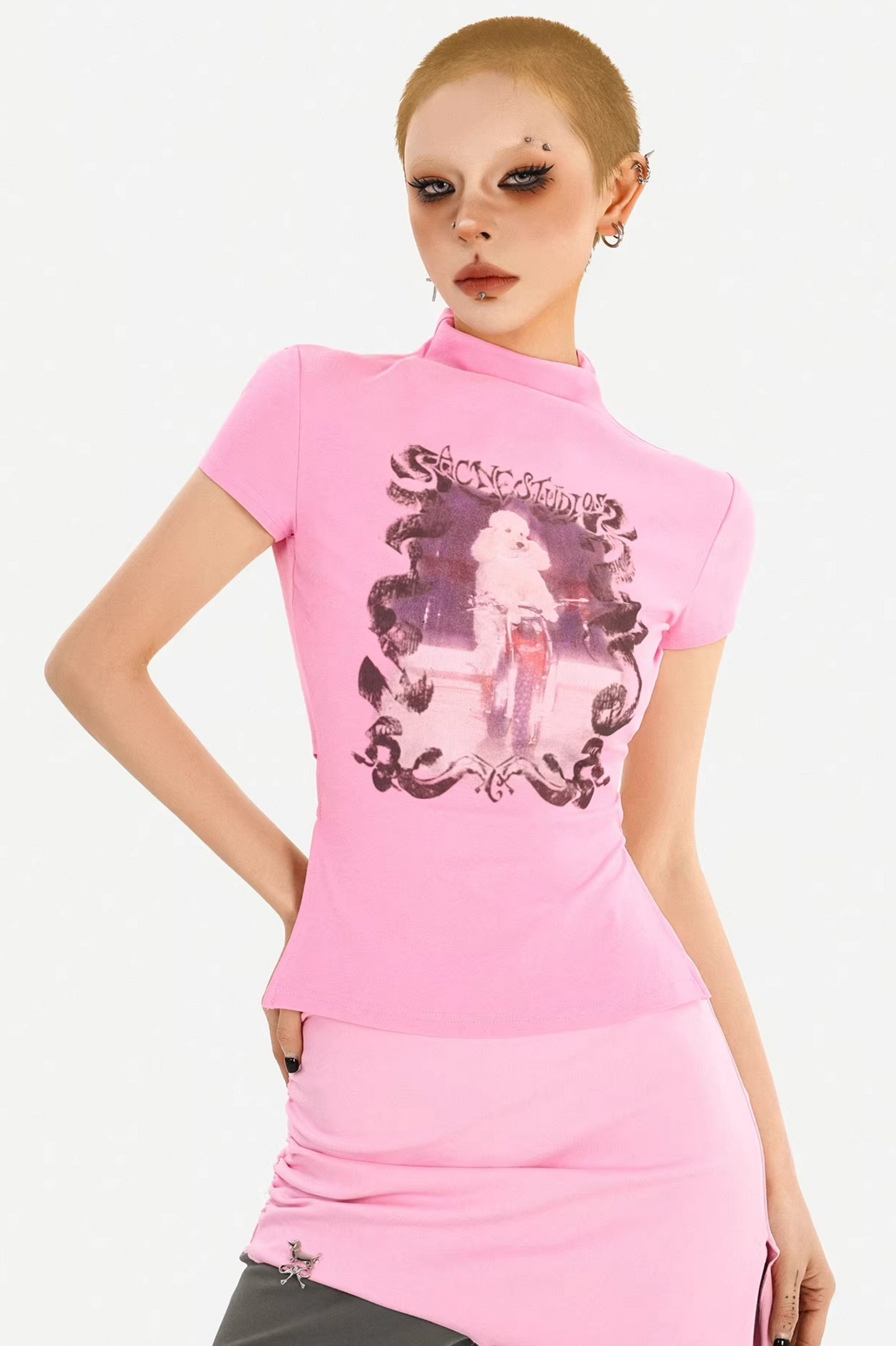 Pink Dog Print Top