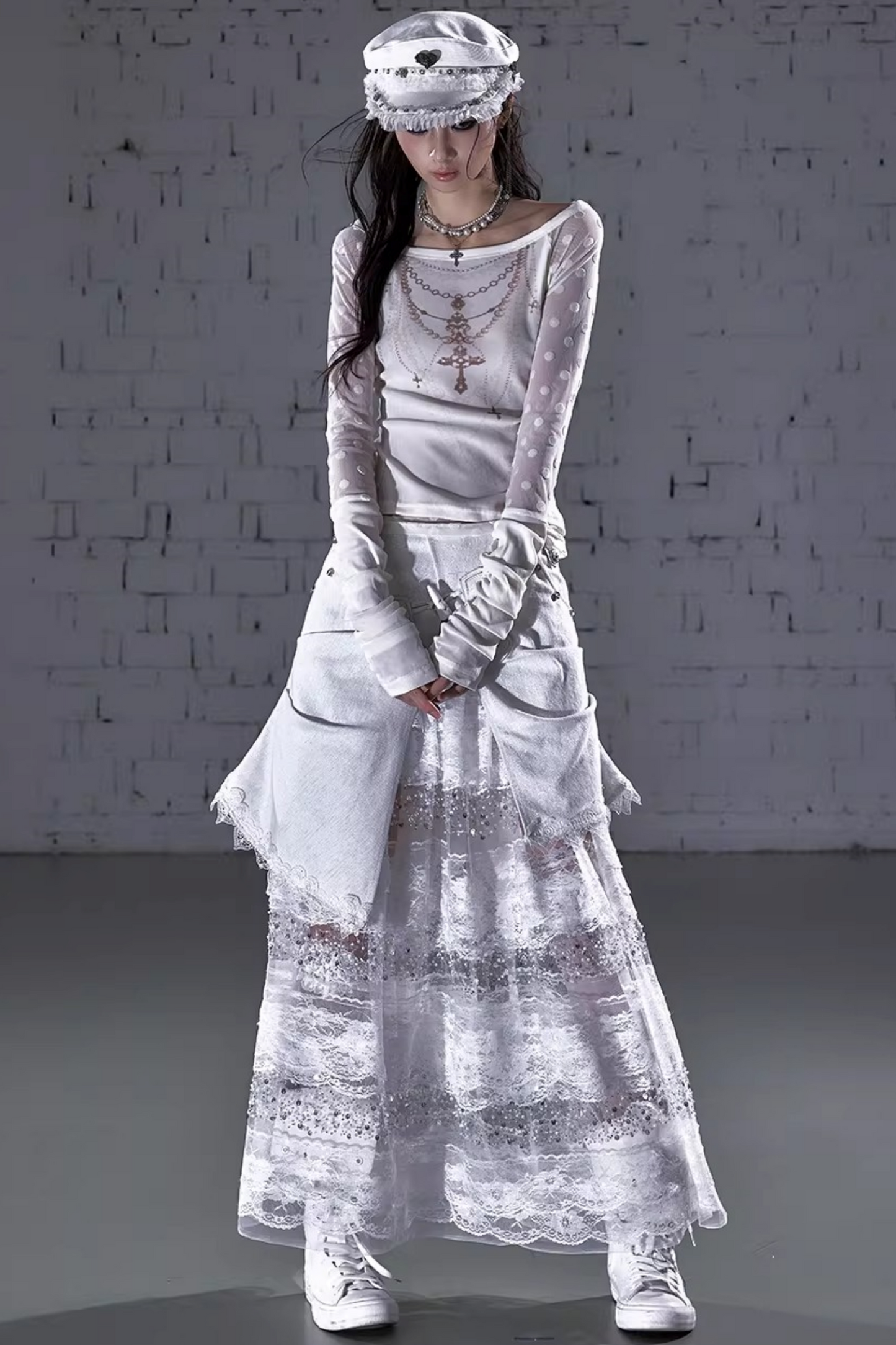 Barock beflockte Stickerei-Bluse
