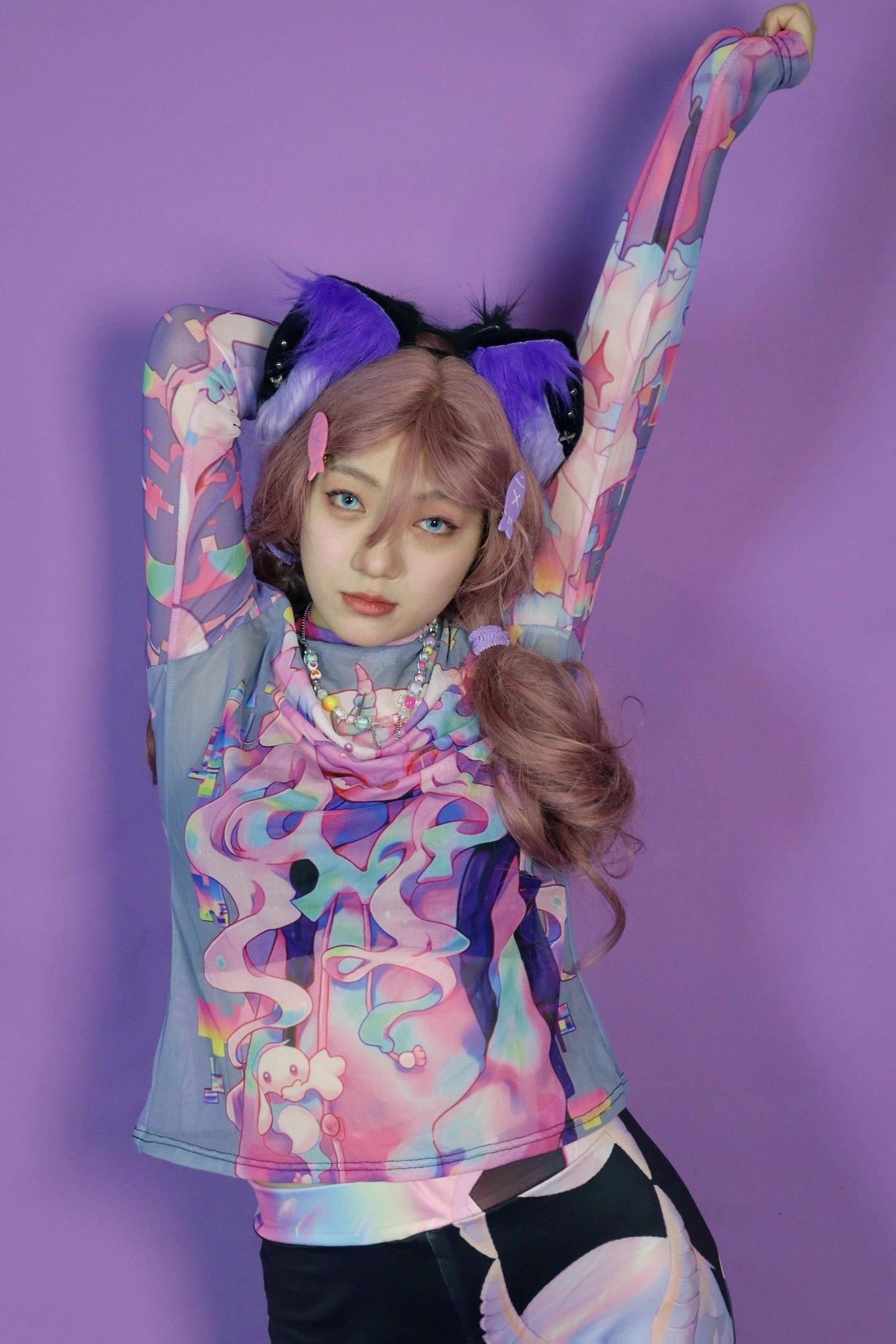 Sweet Spicy Long-Sleeved Mesh T-Shirt