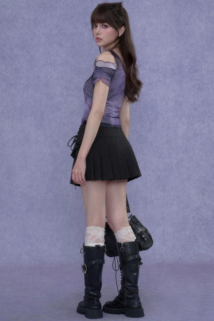 Chemisier violet en résille superposée