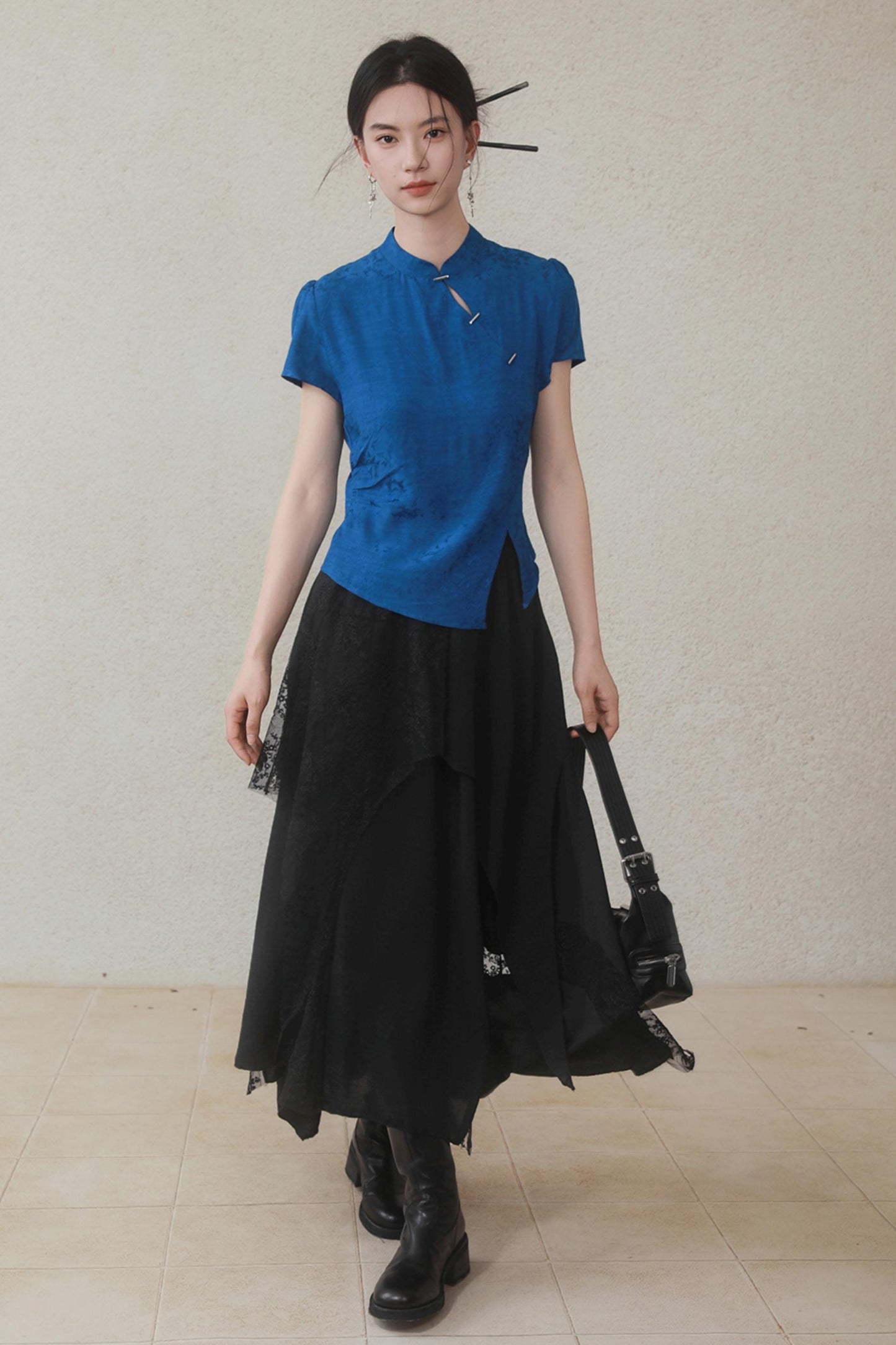 Dark Lace Midi Skirt