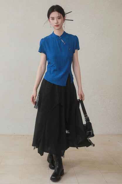 Dark Lace Midi Skirt